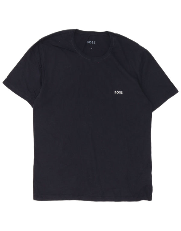 Hugo Boss Homme T-Shirt Top Bleu Marine Moyen Coton