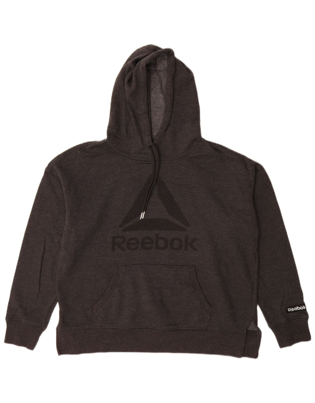 Reebok Pull à capuche graphique surdimensionné pour femme UK 44 Gris moyen Coton