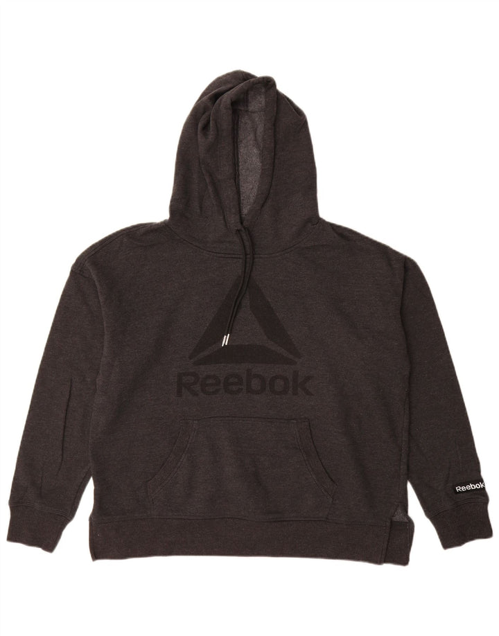 Reebok Pull à capuche graphique surdimensionné pour femme UK 44 Gris moyen Coton