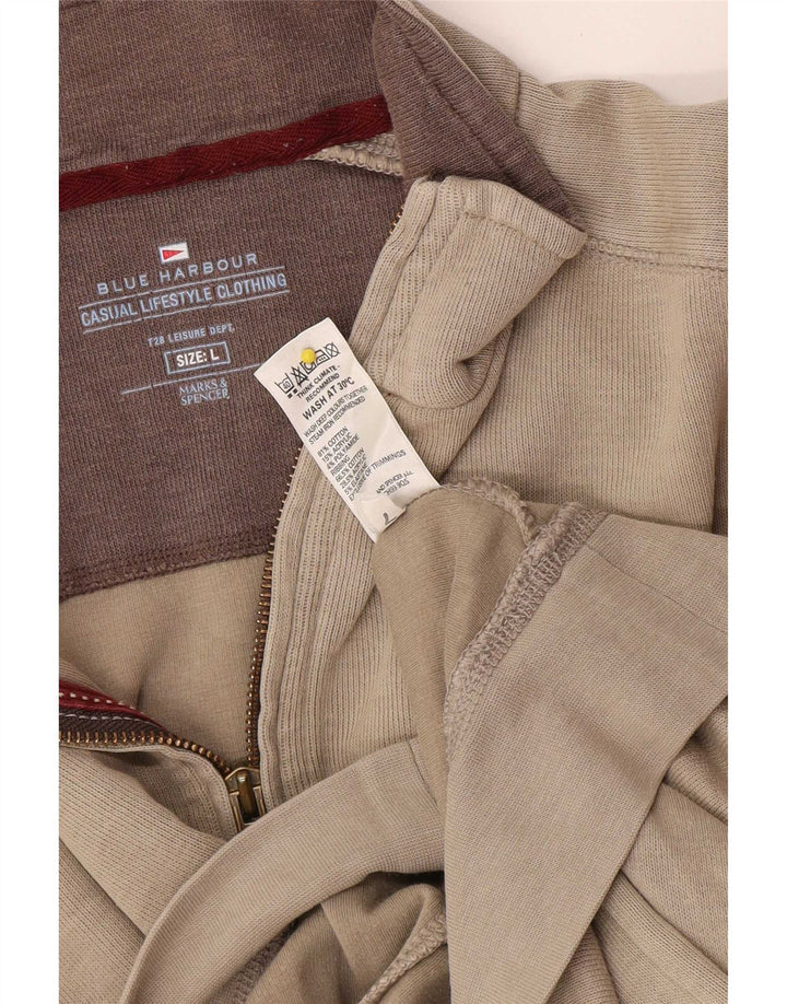 Marks & Spencer Sweat-shirt à col zippé Blue Harbour pour homme, grand beige