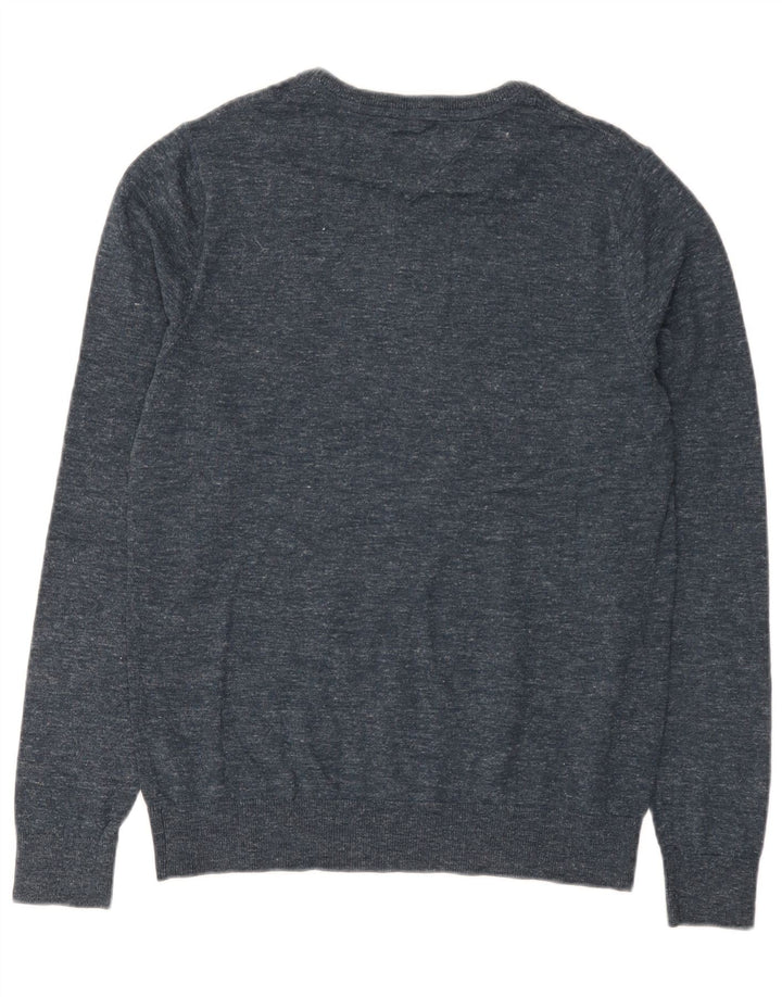 Tommy Hilfiger Pull ras du cou pour homme Bleu marine moyen moucheté