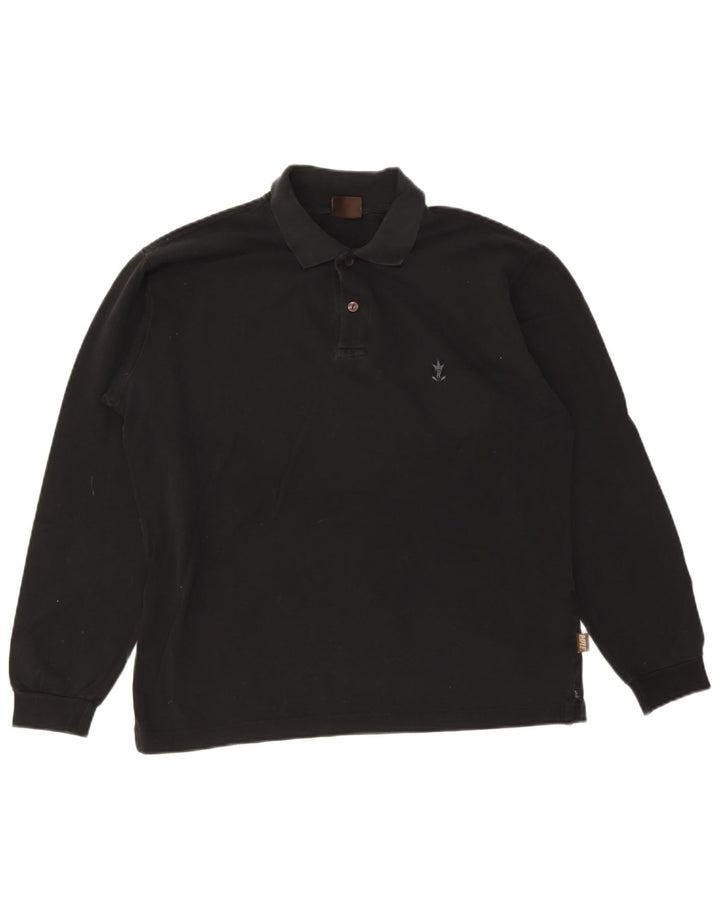 Rifle Polo à manches longues pour homme en coton noir moyen