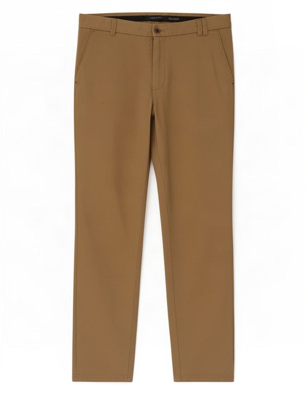 Zara Pantalon Chino Droit Homme EU 44 Large W34 L30 Coton Beige