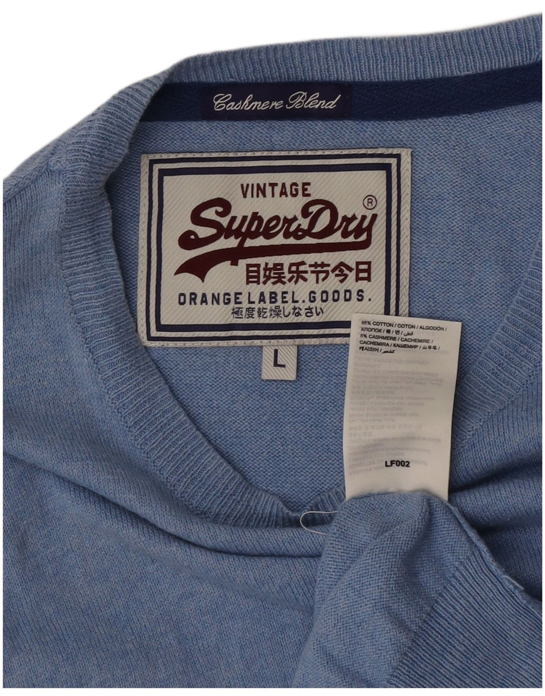 Superdry Pull à col bateau pour homme en coton bleu moyen