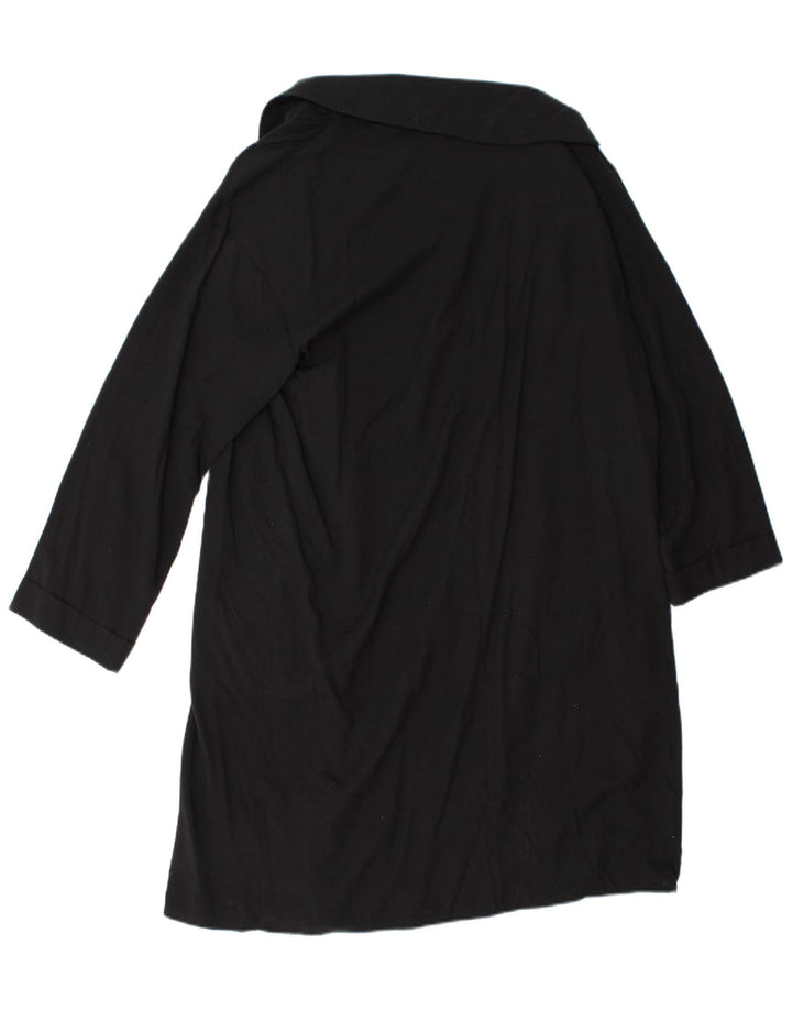Zara Womens Open Overcoat UK 14 Moyen Noir Lyocell