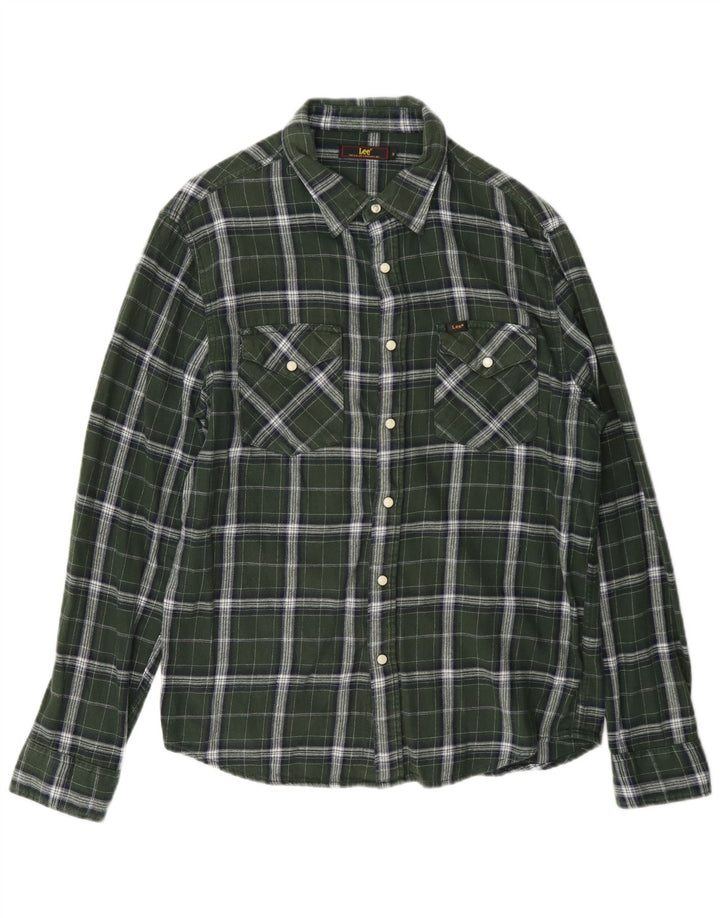 Lee Chemise en Flanelle Homme Vert Moyen à Carreaux en Coton