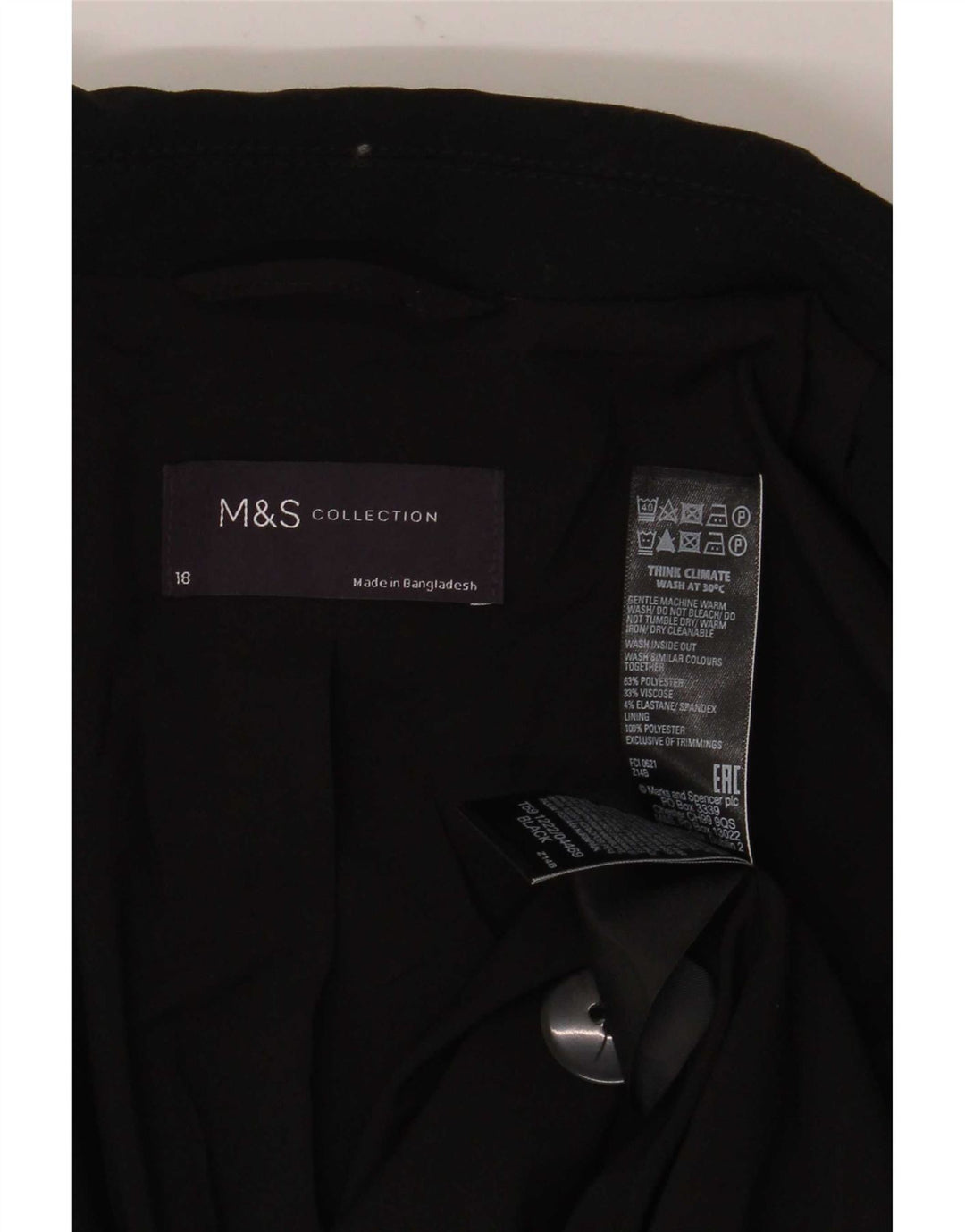 Marks & Spencer Veste blazer surdimensionnée à 1 bouton pour femme UK 18 XL Noir