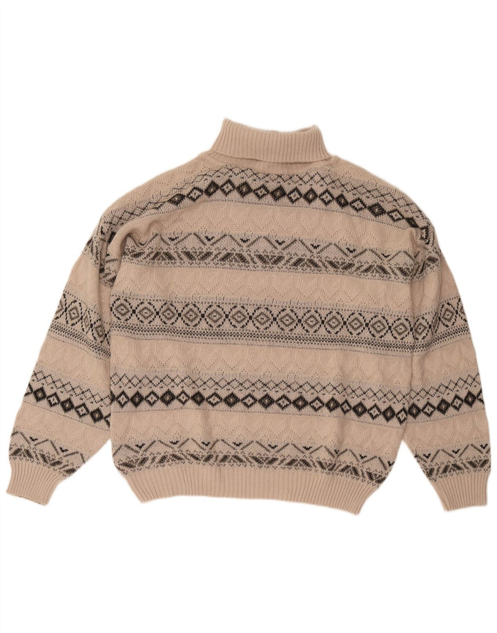 Starter Pull Col Roulé Homme XL Laine Géométrique Beige