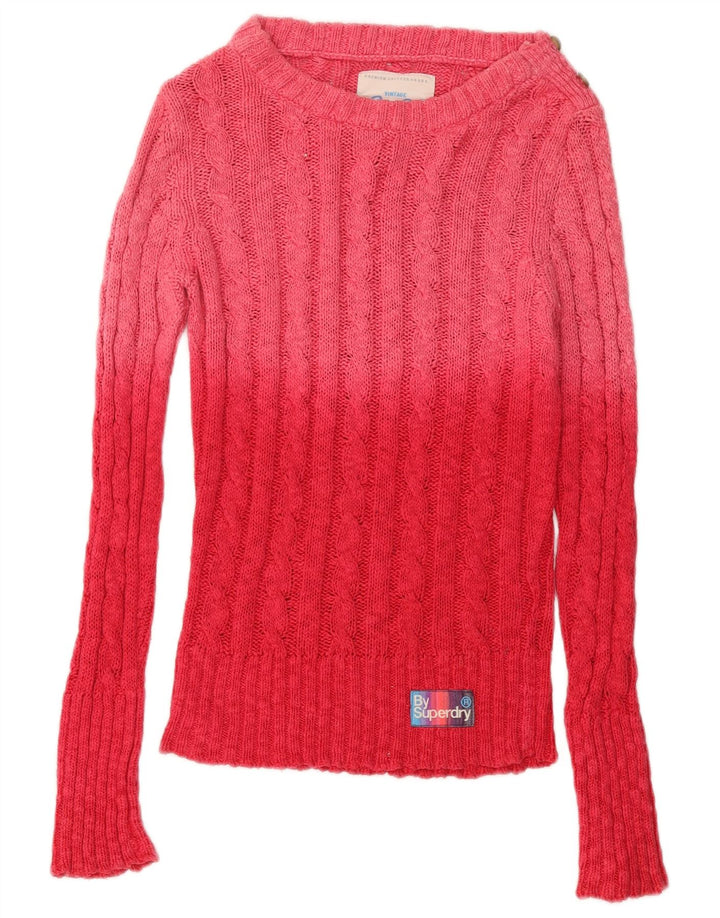 Superdry Pull ras du cou pour femme UK 6 XS en coton color block rose