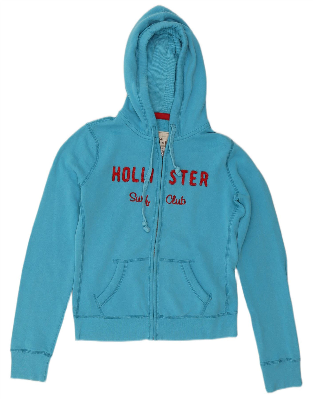 HOLLISTER Pull à capuche zippé graphique pour femme UK 14 Bleu moyen Coton