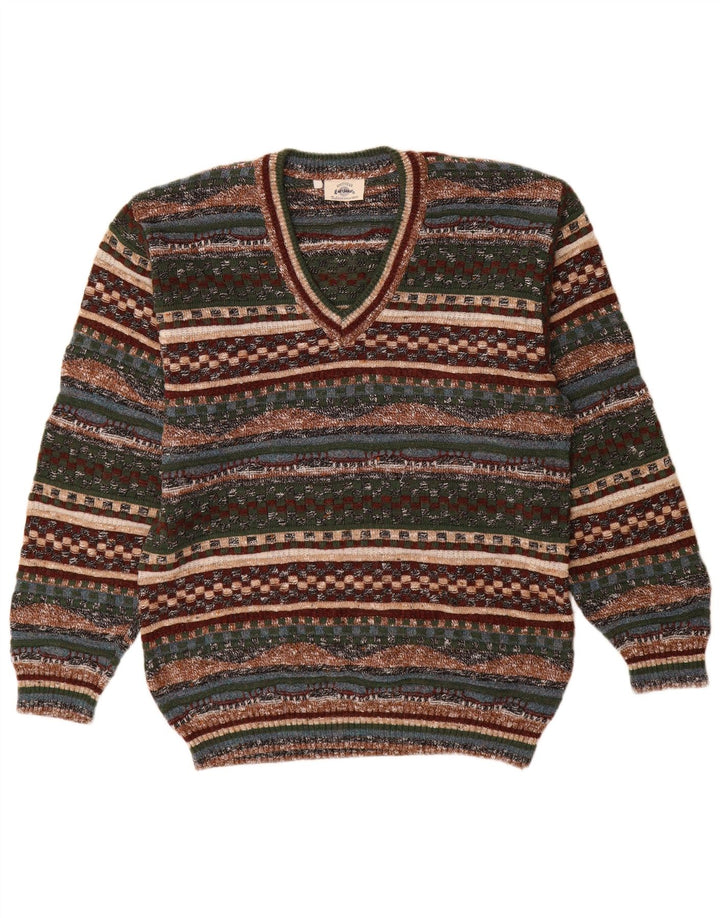 GARDEUR Pull Col V Homme Moyen Multicolore Géométrique