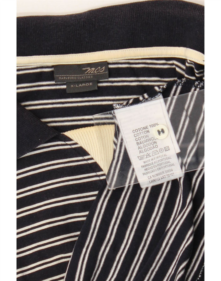 Marlboro Classics Polo Homme XL Bleu Marine Rayé Coton