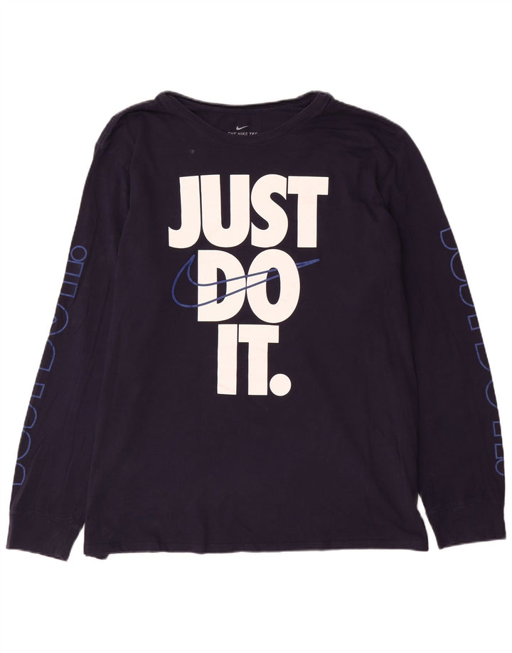 Nike T-shirt graphique à manches longues pour homme 2XL Bleu marine