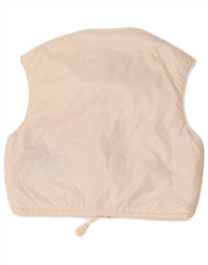 vintage Womens Crop Surdimensionné Gilet matelassé EU 36 Petit Colorblock Blanc