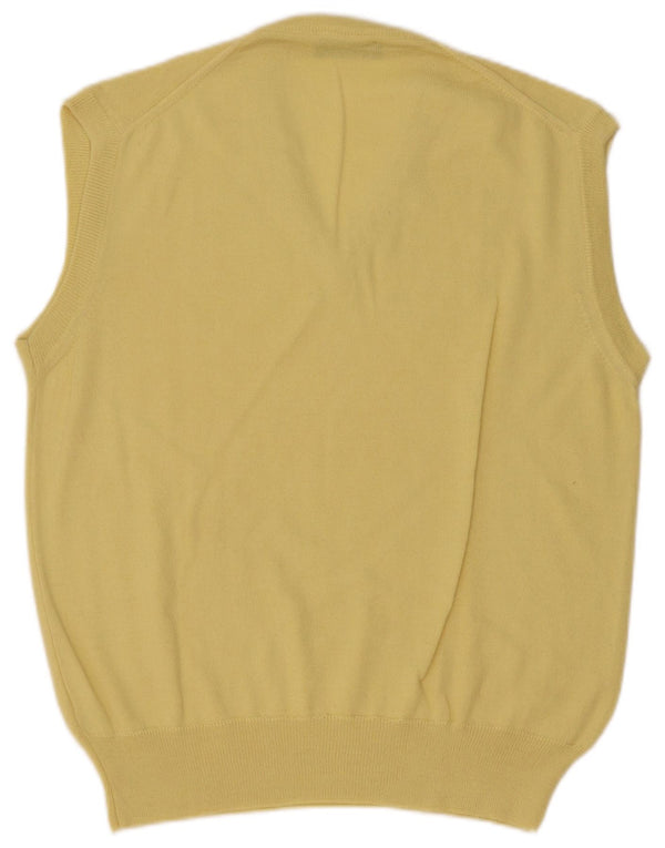 vintage Mens Vest Débardeur IT 50 Laine Jaune Moyenne