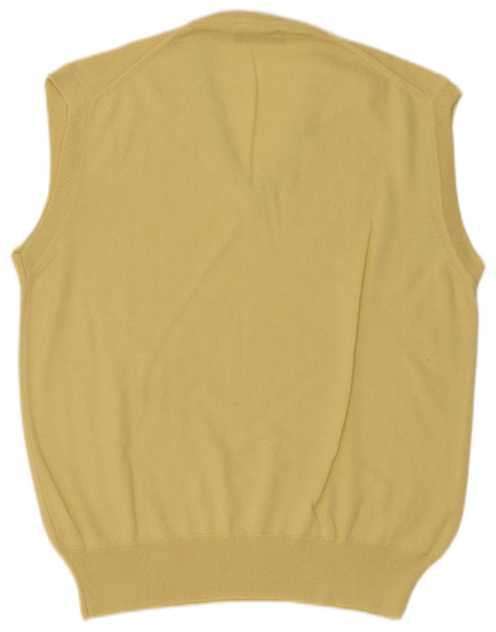vintage Mens Vest Débardeur IT 50 Laine Jaune Moyenne
