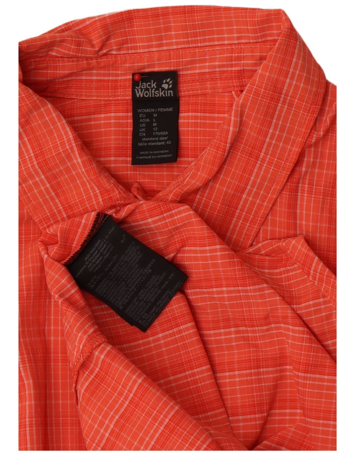 Jack Wolfskin Chemise à manches courtes pour femme UK 12 Medium Orange Check Polyamide