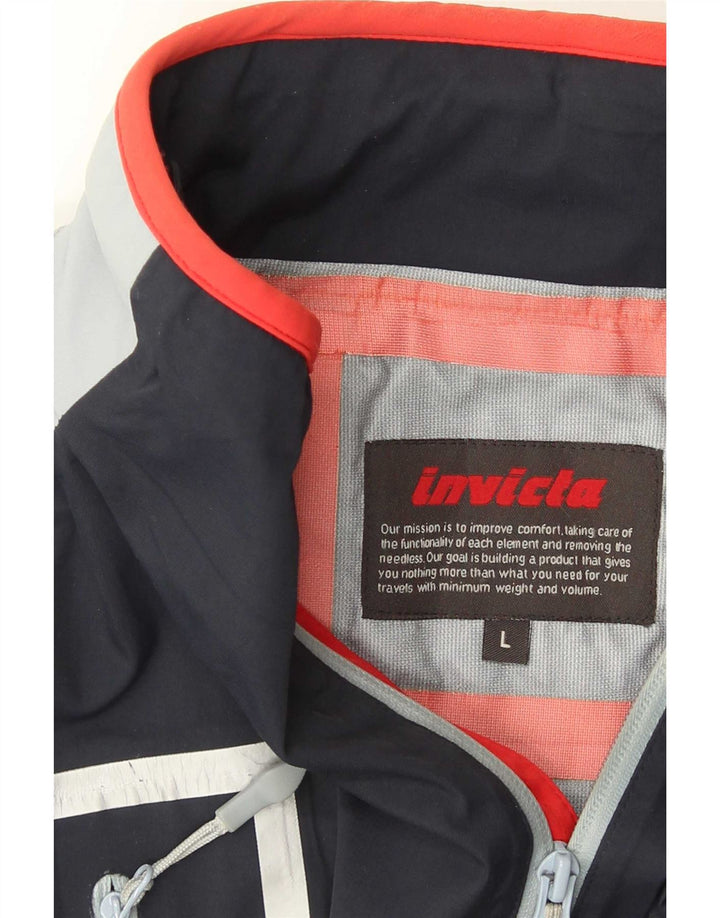 Invicta Veste de pluie graphique pour femme UK 16 Large Bleu marine Colourblock