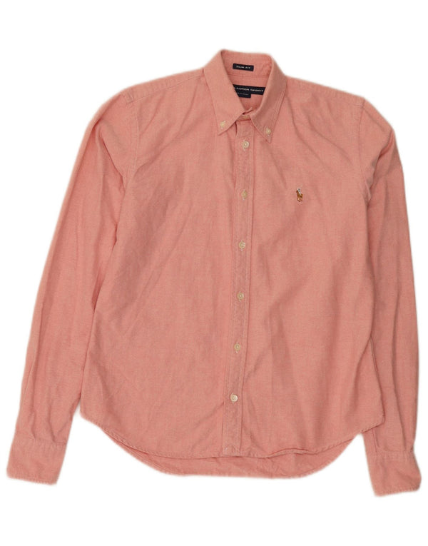 Ralph Lauren Chemise slim fit pour femme Taille 4 Petit coton rose