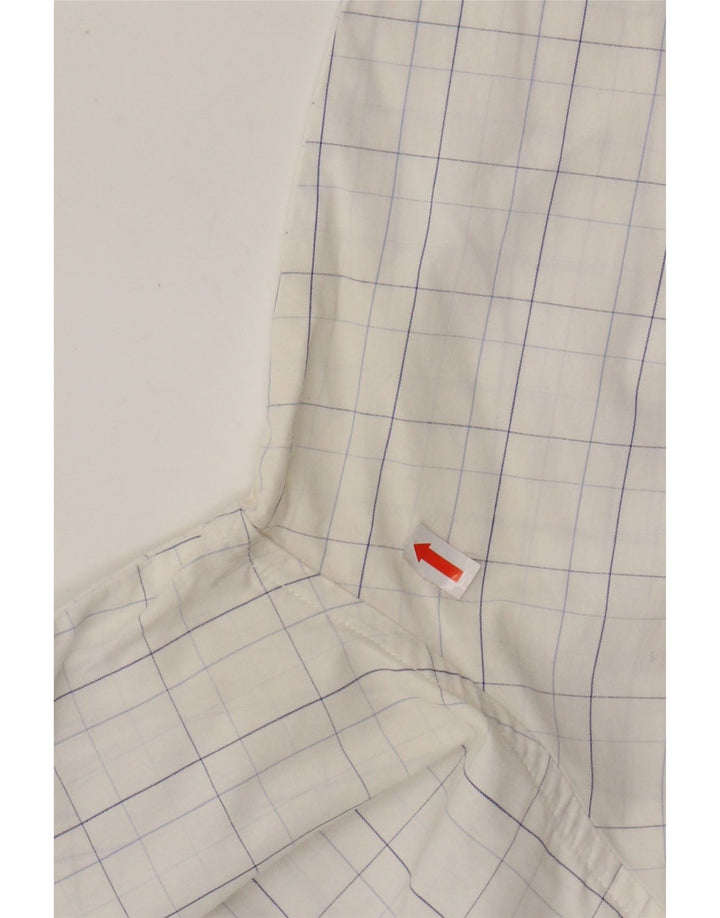 BENETTON Chemise Homme XL Blanc Carreaux Coton