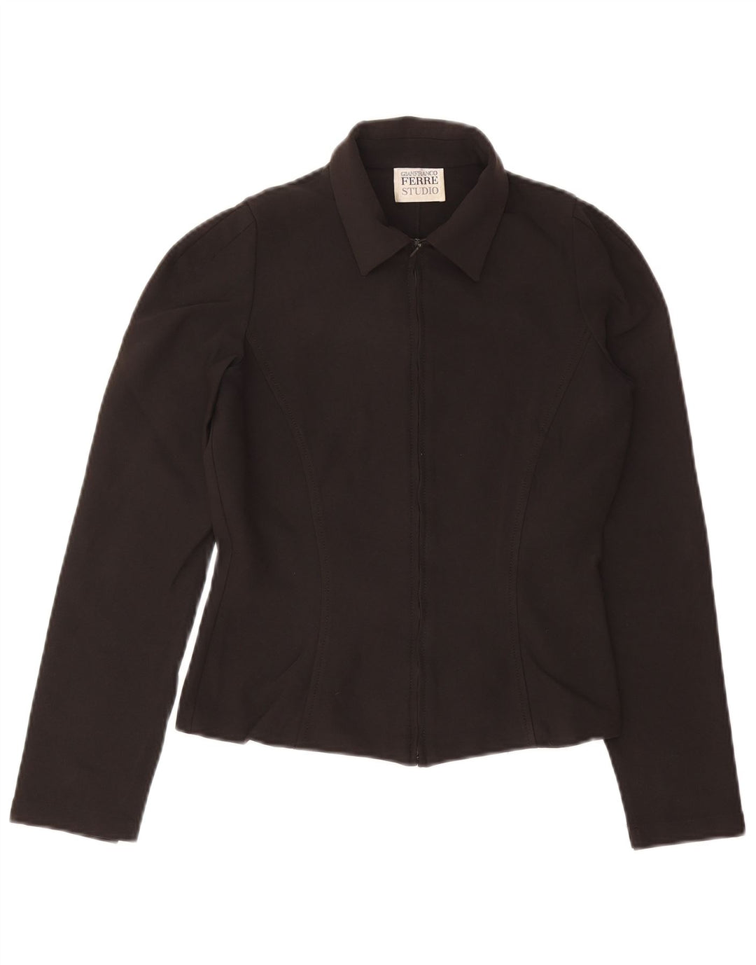 Gianfranco Ferre Veste bomber courte pour femme UK 10 Petit Noir