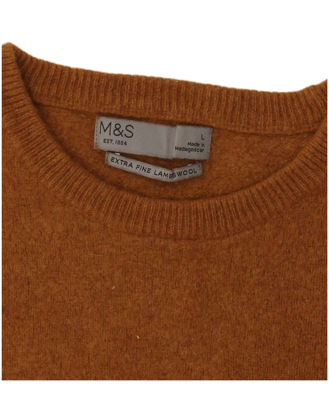 Marks & Spencer Pull à col rond pour femme UK 14 Large laine d'agneau marron