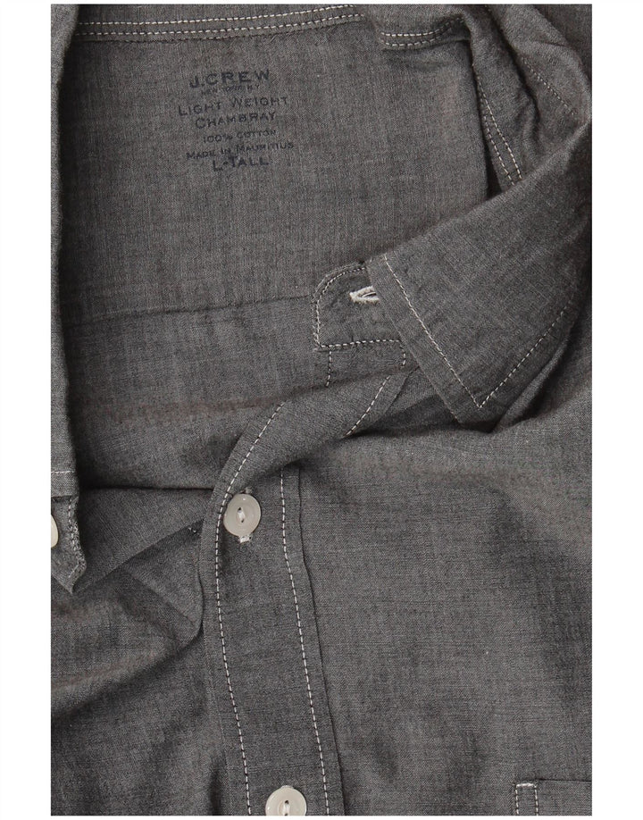 J. CREW Mens Tall Shirt Large Grey Cotton
