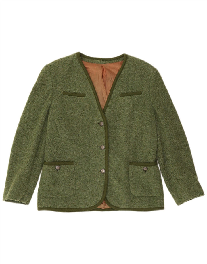vintage Femme 3 Bouton Blazer Veste UK 12 Vert Moyen