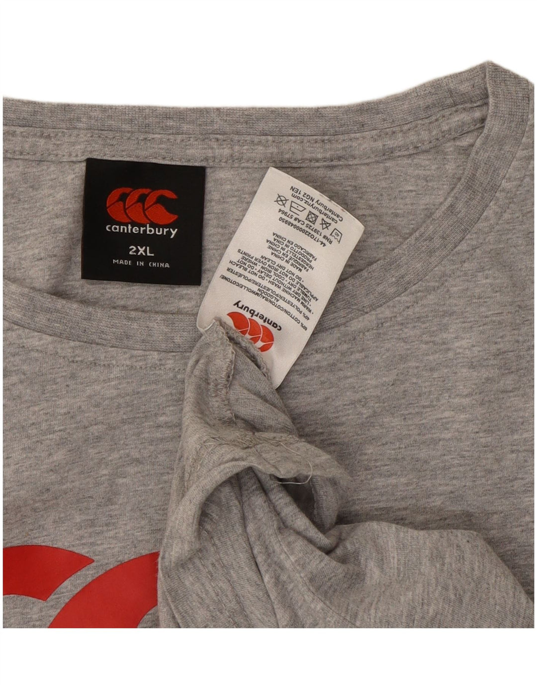 CANTERBURY T-Shirt Graphique Homme Top 2XL Gris Moucheté Coton