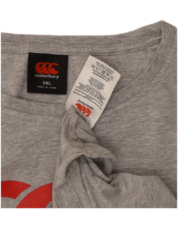 CANTERBURY T-Shirt Graphique Homme Top 2XL Gris Moucheté Coton