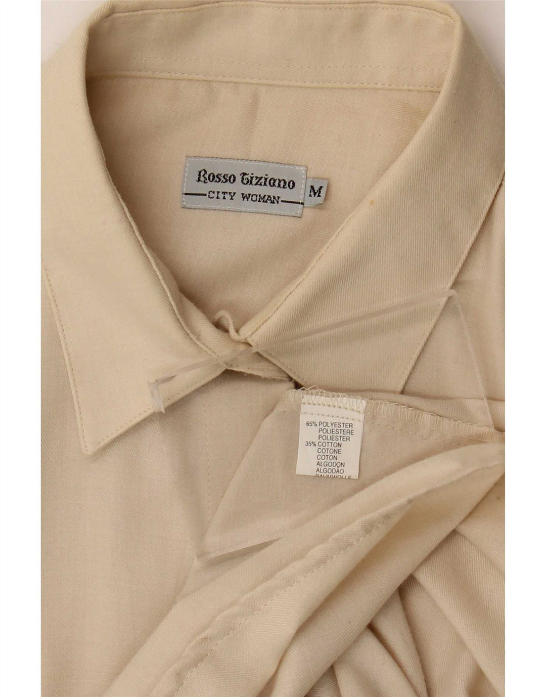 Chemise femme vintage UK 14 Medium Off White Polyester