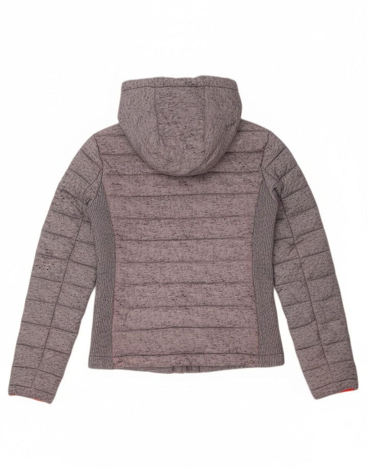 Superdry Veste matelassée à capuche pour femme UK 8 XS Gris Colorblock Polyester
