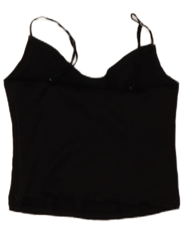 Zara Femme Crop Cami Top UK 12 Medium Noir Viscose