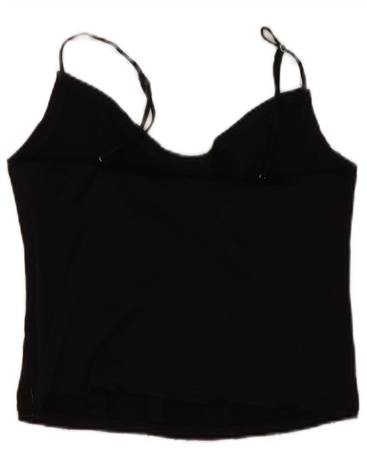 Zara Femme Crop Cami Top UK 12 Medium Noir Viscose