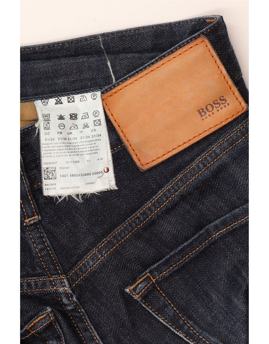 HUGO BOSS Jean droit W31 L34 Homme Bleu Marine Coton