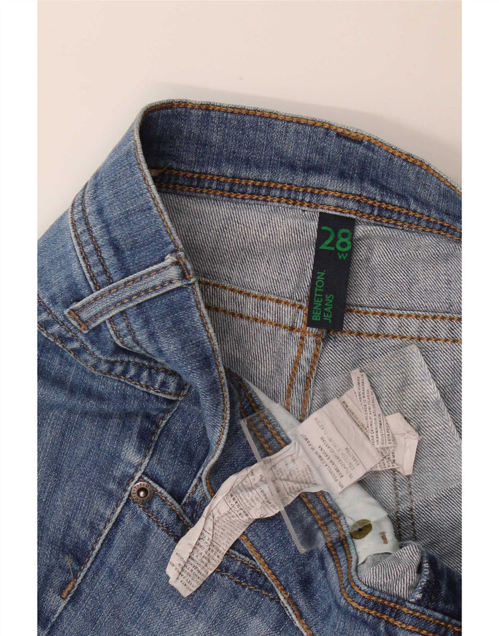 Benetton Jean droit coupe régulière W28 L28 bleu coton pour femme