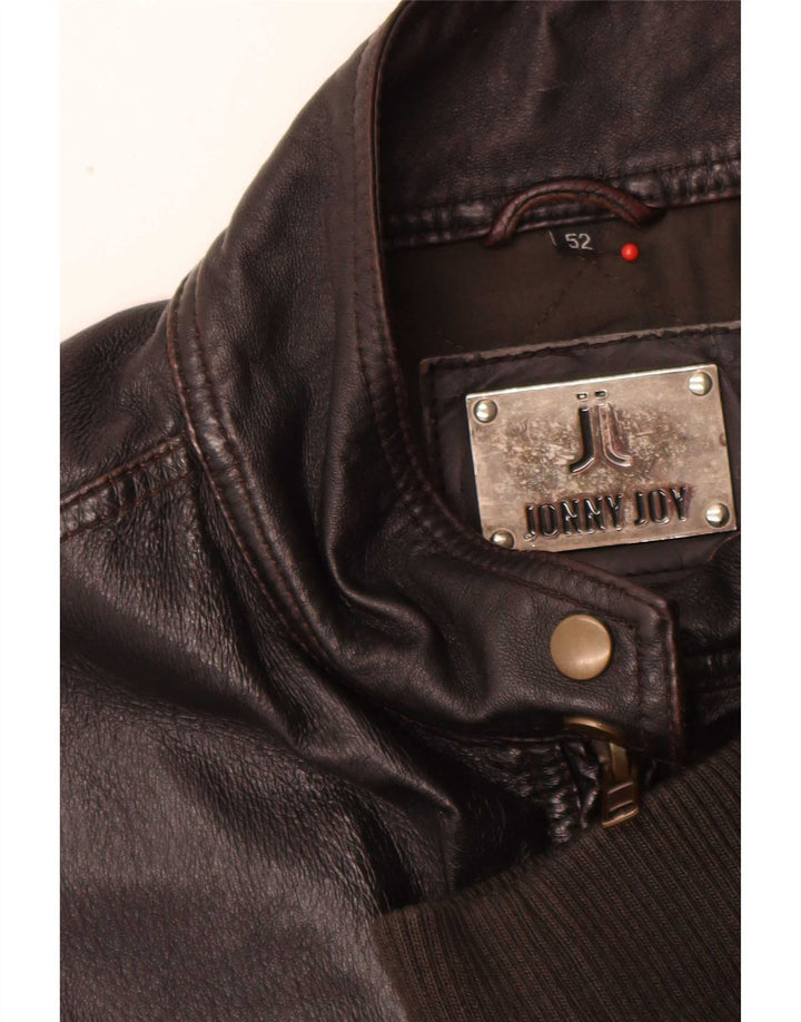 Veste Bomber En Cuir Homme Vintage IT 52 XL Marron Rétro