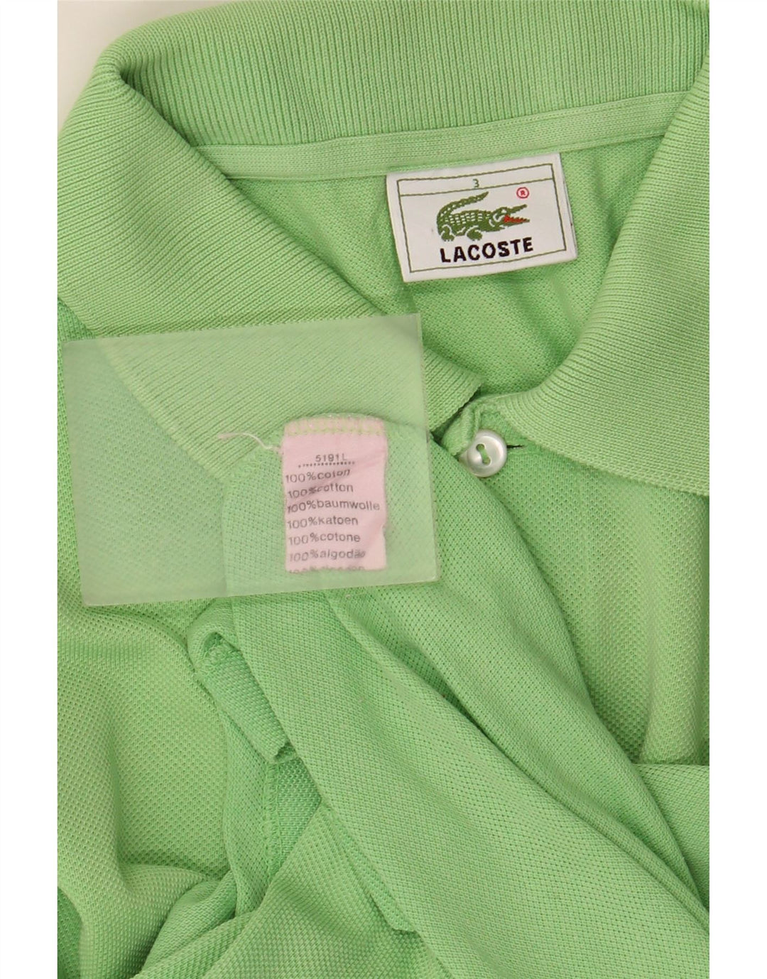 LACOSTE Polo Homme Taille 3 Petit Coton Vert
