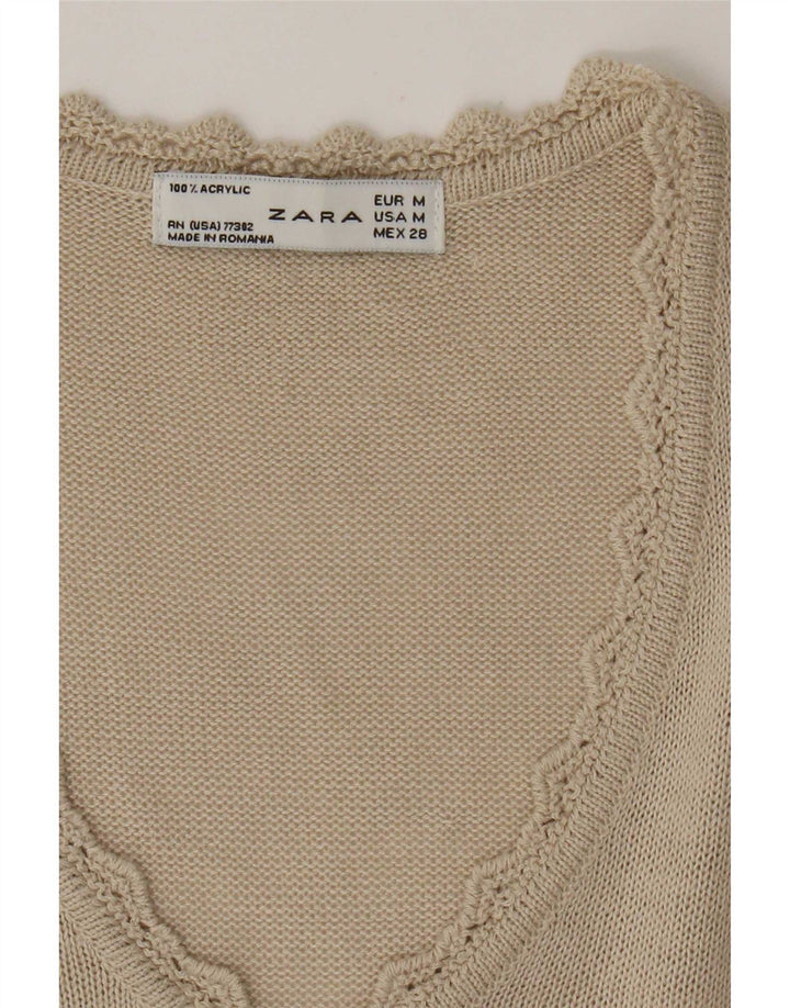 Zara Femme Débardeur UK 12 Acrylique Beige Moyen