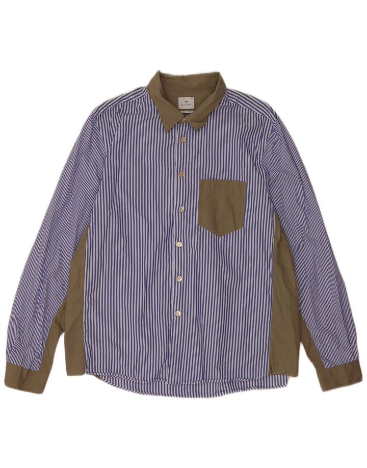 Paul Smith Chemise coupe classique pour homme 2XL en coton color block bleu