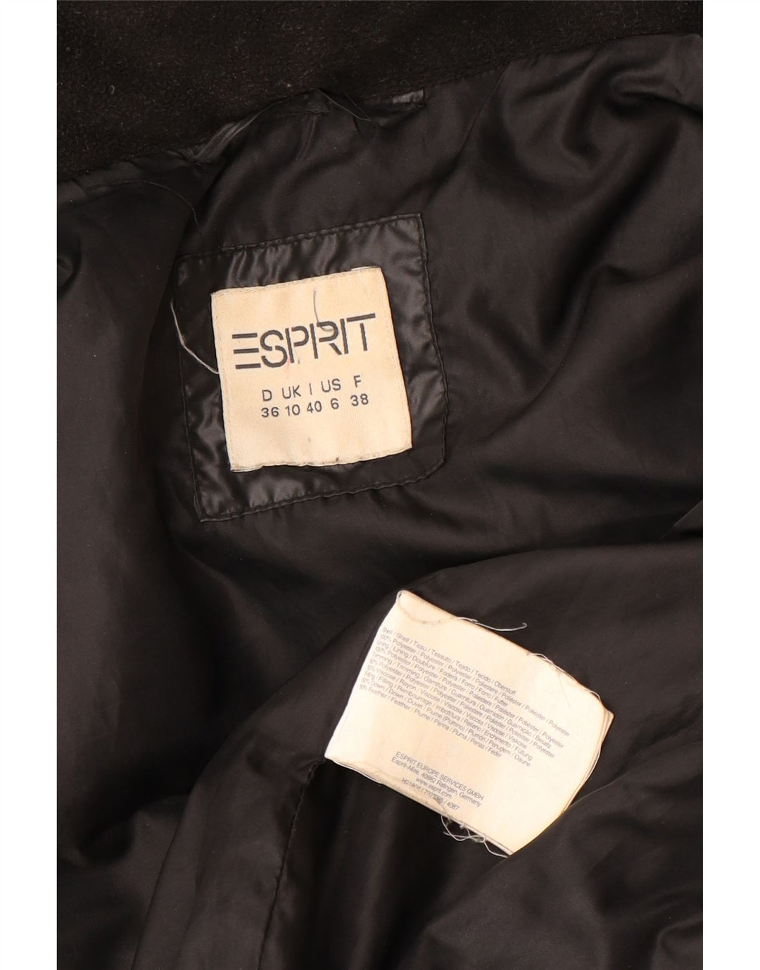 Esprit Gilet rembourré à capuche pour femme UK 10 Small Noir Polyester