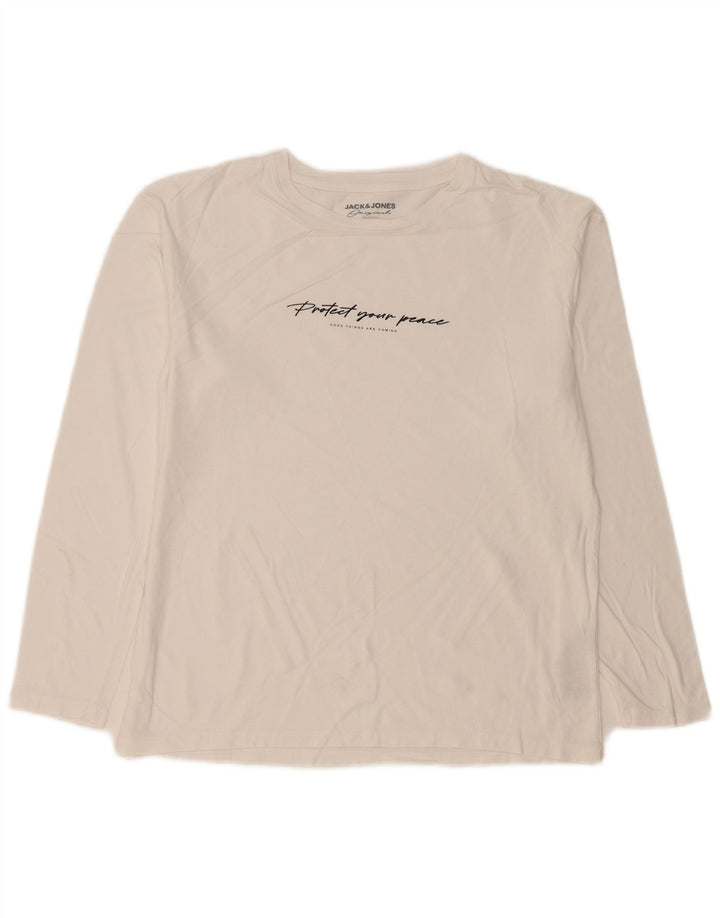 Jack & Jones Haut Graphique à Manches Longues Homme Blanc Moyen Coton