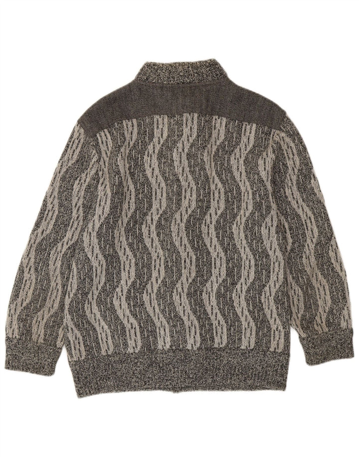 De Pletrl Pull Cardigan Homme IT 50 Laine Chevron Gris Moyen