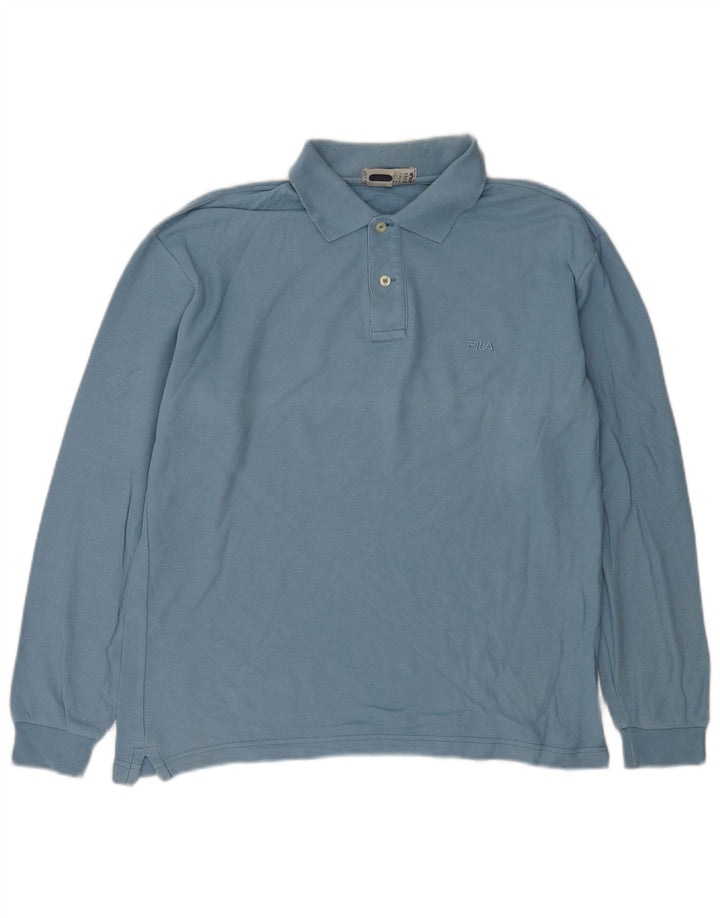 Fila Polo à manches longues homme IT 48 bleu moyen coton