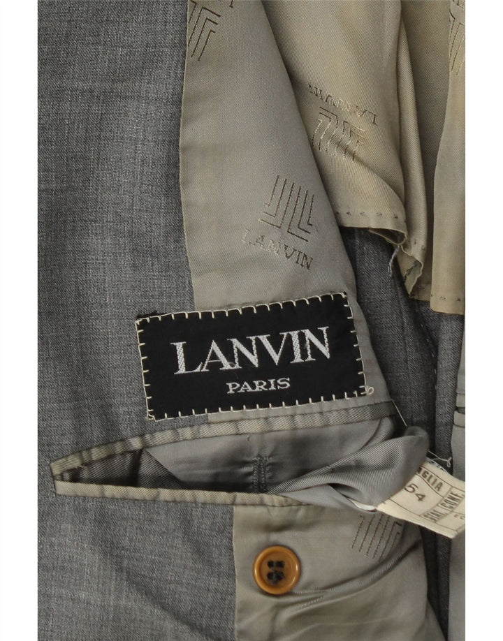 LANVIN Veste Blazer 2 Boutons Homme IT 54 2XL Gris Laine Vierge