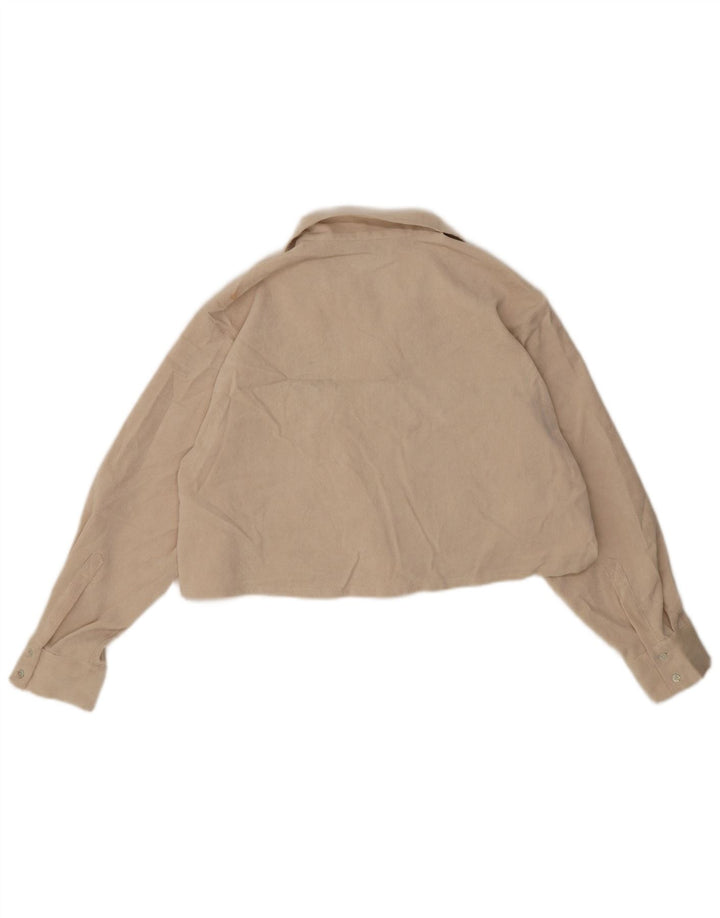 Zara Femme Chemise Courte UK 14 Large Beige Polyester