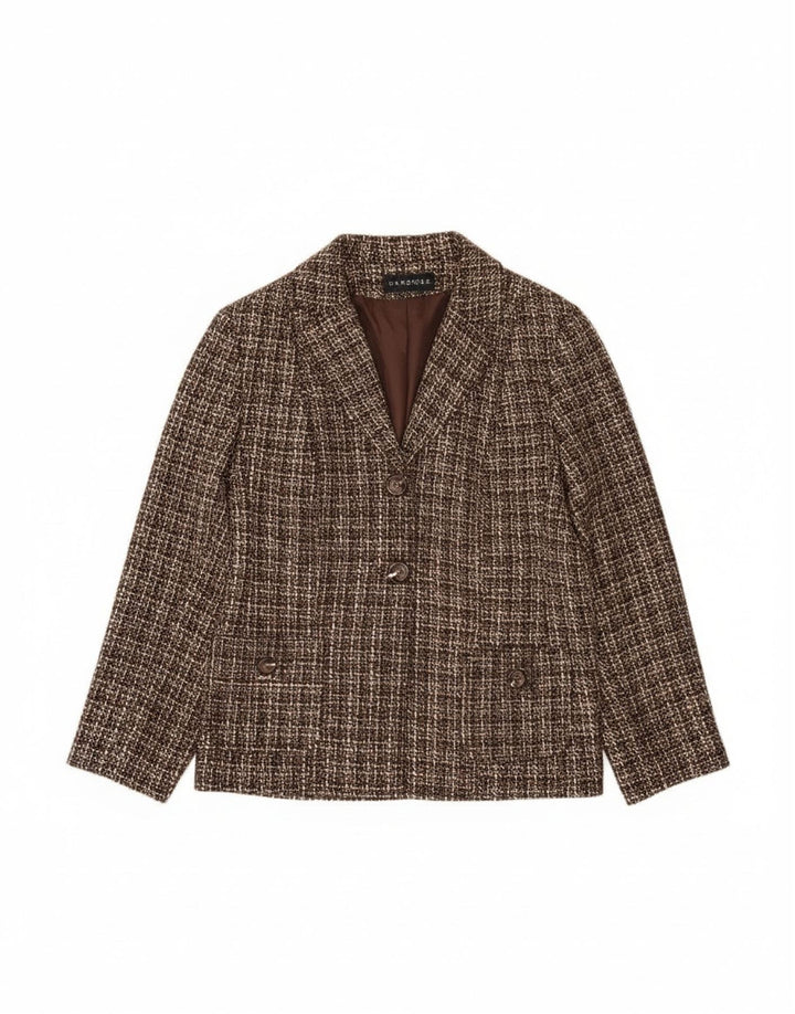 Armoire Blazer à 2 Boutons pour Femme UK 18 XL Marron à Carreaux Acrylique