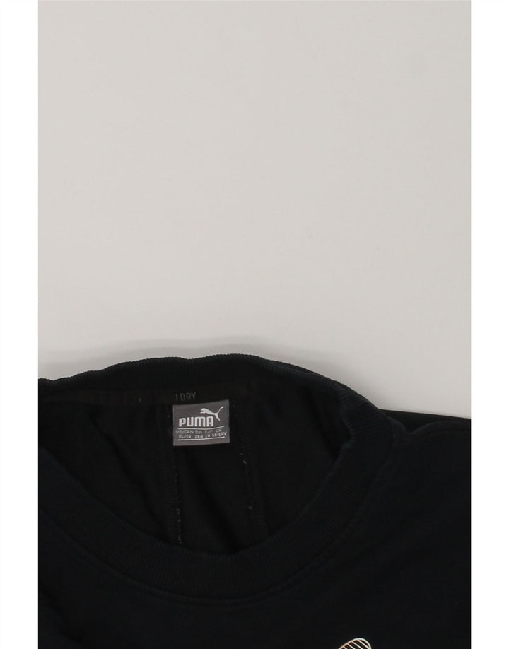 PUMA Boys Graphic Sweatshirt Jumper 13-14 Years Navy Blue Cotton | Vintage Puma | Thrift | Second-Hand Puma | Used Clothing | Messina Hembry 