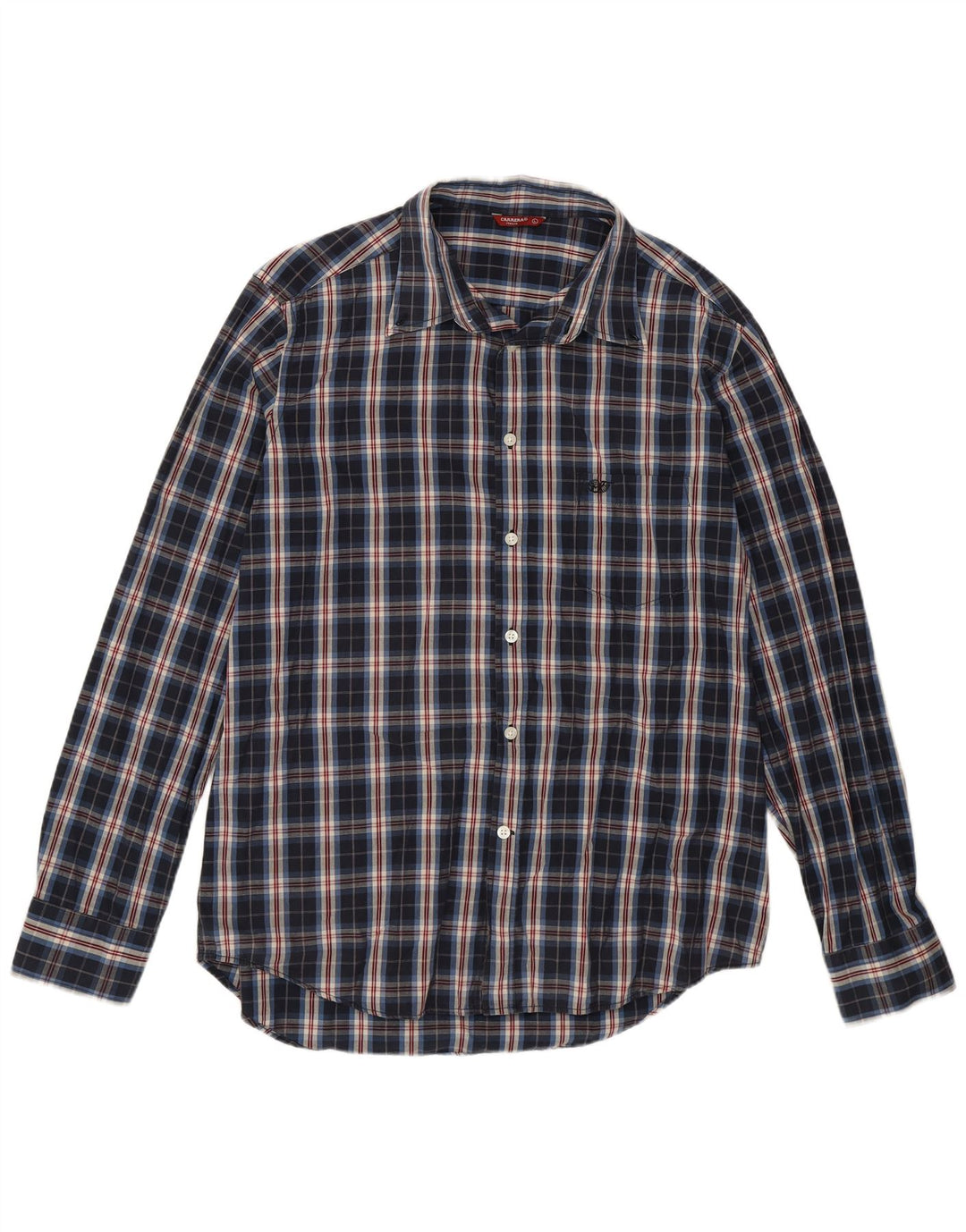 Carrera Chemise Homme Grand Carreau Bleu Marine Coton