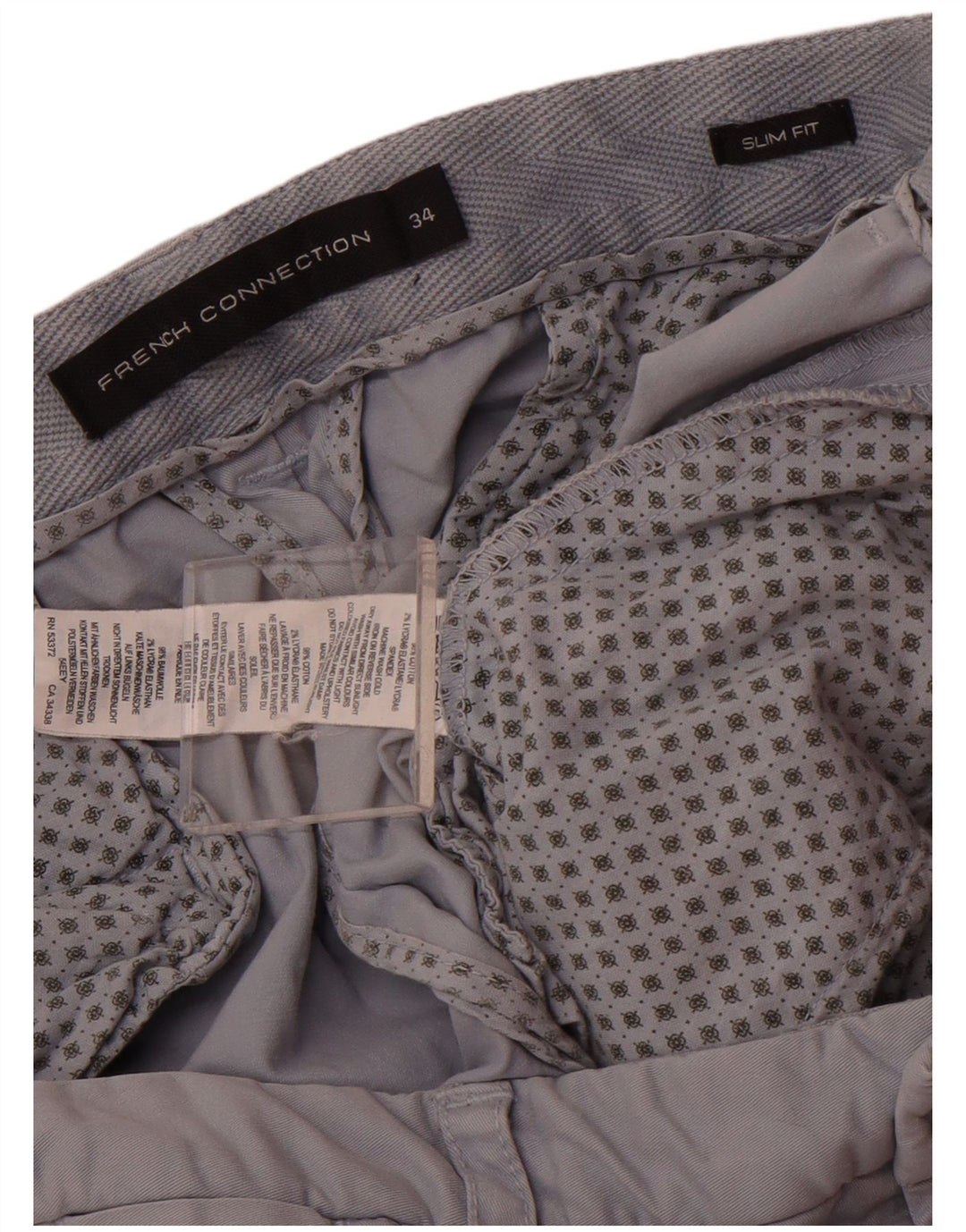 French Connection Pantalon Chino Slim Fit Homme Taille 34 Bleu Coton